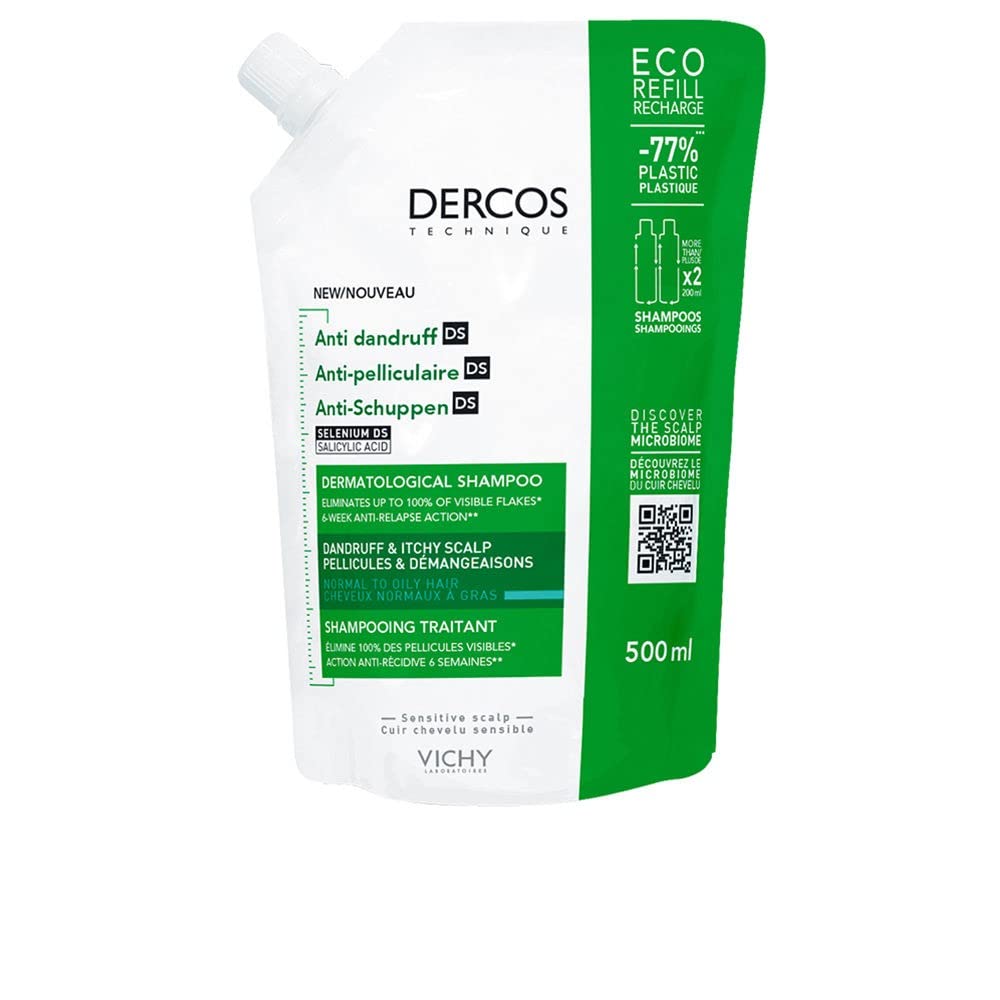 Vichy Dercos Anti-Dandruff Treatment Shampoo for Normal to Oily Hair Refill 500ml